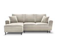 Cosmopolitan Design - Divano convertibile angolare sinistro con contenitore "Kyoto" 4 posti in velluto beige chiaro 