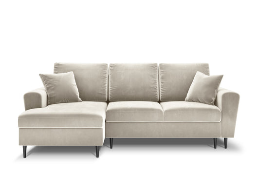 Cosmopolitan Design - Divano convertibile angolare sinistro con contenitore "Kyoto" 4 posti in velluto beige chiaro 