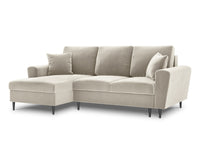 Cosmopolitan Design - Divano convertibile angolare sinistro con contenitore "Kyoto" 4 posti in velluto beige chiaro 