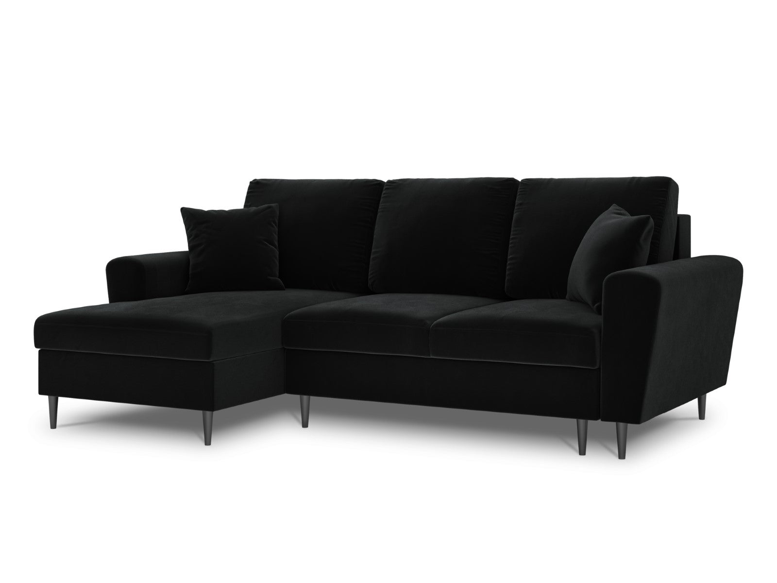 Cosmopolitan Design - Divano convertibile angolare sinistro con contenitore "Kyoto" 4 posti in velluto nero 