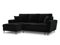 Cosmopolitan Design - Divano convertibile angolare sinistro con contenitore "Kyoto" 4 posti in velluto nero 