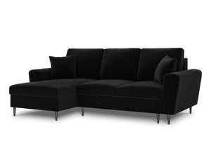 Cosmopolitan Design - Divano convertibile angolare sinistro con contenitore "Kyoto" 4 posti in velluto nero 