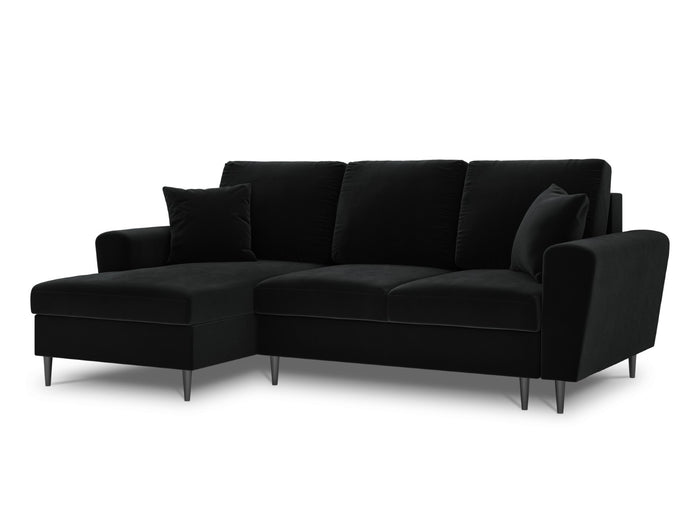 Cosmopolitan Design - Divano convertibile angolare sinistro con contenitore "Kyoto" 4 posti in velluto nero 