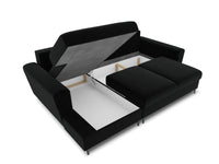 Cosmopolitan Design - Divano convertibile angolare sinistro con contenitore "Kyoto" 4 posti in velluto nero 