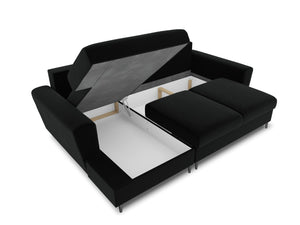 Cosmopolitan Design - Divano convertibile angolare sinistro con contenitore "Kyoto" 4 posti in velluto nero 