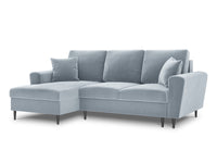 Cosmopolitan Design - Divano convertibile angolare sinistro con contenitore "Kyoto" 4 posti in velluto azzurro 