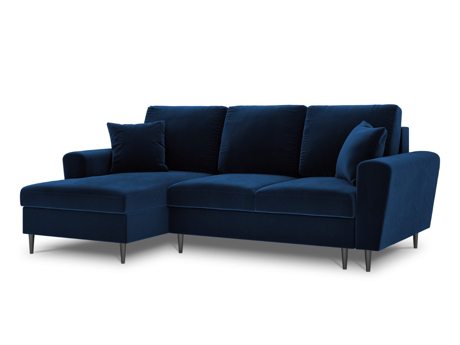 Cosmopolitan Design - Divano convertibile angolare sinistro con contenitore "Kyoto" 4 posti in velluto blu reale 