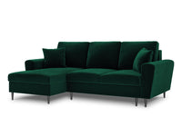 Cosmopolitan Design - Divano convertibile angolare sinistro con contenitore "Kyoto" 4 posti in velluto verde bottiglia 