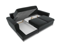 Cosmopolitan Design - Divano convertibile angolare sinistro con contenitore "Kyoto" 4 posti in velluto grigio scuro 