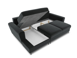 Cosmopolitan Design - Divano convertibile angolare sinistro con contenitore "Kyoto" 4 posti in velluto grigio scuro 