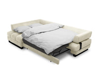 Cosmopolitan Design - Divano convertibile angolare sinistro con contenitore "Clinton" 5 posti in velluto beige chiaro 