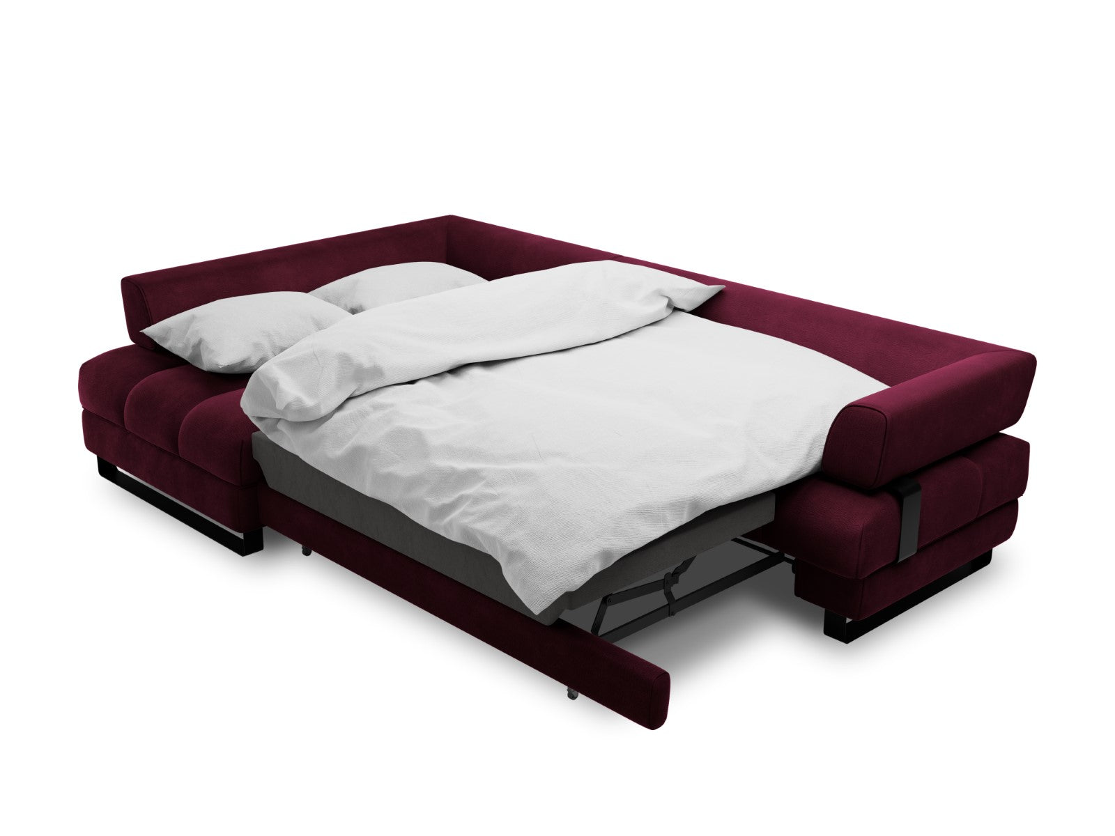 Cosmopolitan Design - Divano convertibile angolare sinistro con contenitore "Clinton" 5 posti in velluto rosso scuro 
