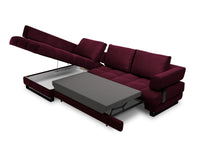 Cosmopolitan Design - Divano convertibile angolare sinistro con contenitore "Clinton" 5 posti in velluto rosso scuro 