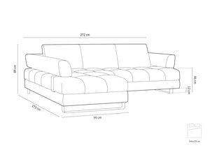 Cosmopolitan Design - Divano convertibile angolare sinistro con contenitore "Clinton" 5 posti in velluto rosso scuro 