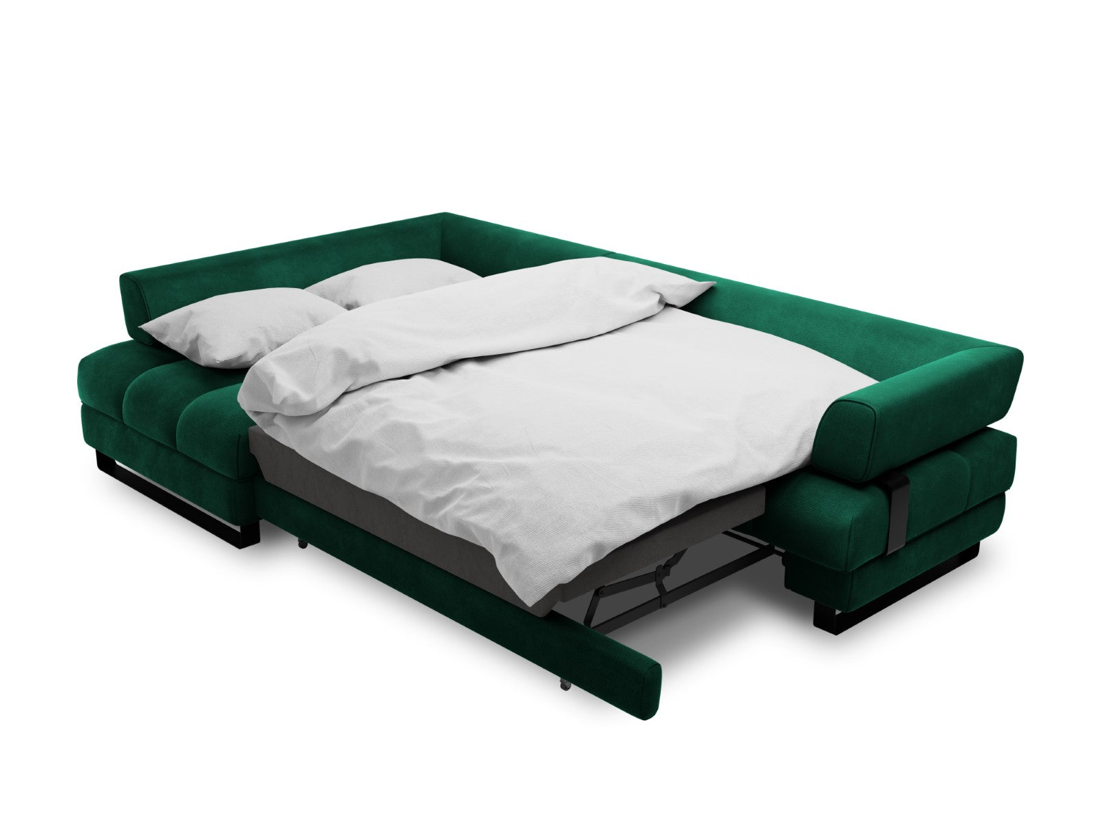 Cosmopolitan Design - Divano convertibile angolare sinistro con box "Clinton" 5 posti in velluto verde bottiglia 