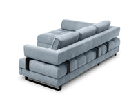 Cosmopolitan Design - Divano convertibile angolare sinistro con contenitore "Clinton" 5 posti in velluto azzurro 