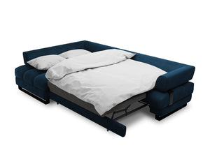 Cosmopolitan Design - Divano convertibile angolare sinistro con contenitore "Clinton" 5 posti in velluto blu reale 