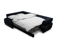 Cosmopolitan Design - Divano convertibile angolare sinistro con contenitore "Clinton" 5 posti in velluto blu scuro 