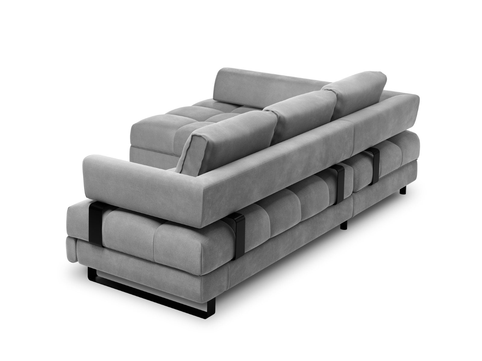 Cosmopolitan Design - Divano convertibile angolare sinistro con contenitore "Clinton" 5 posti in velluto grigio chiaro 