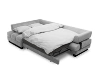 Cosmopolitan Design - Divano convertibile angolare sinistro con contenitore "Clinton" 5 posti in velluto grigio chiaro 