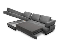 Cosmopolitan Design - Divano convertibile angolare sinistro con contenitore "Clinton" 5 posti in velluto grigio scuro 