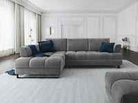 Cosmopolitan Design - Divano convertibile angolare sinistro con contenitore "Clinton" 5 posti in velluto grigio scuro 