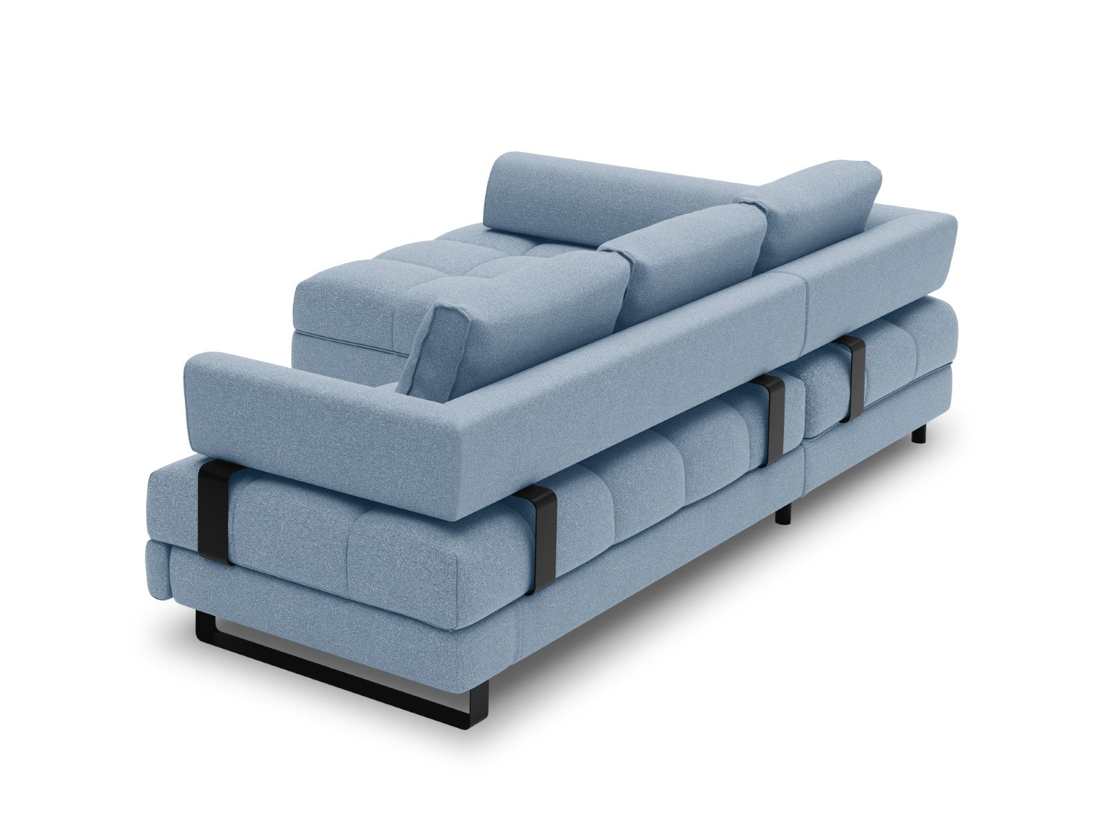 Cosmopolitan Design - Divano convertibile angolare sinistro con box "Clinton" 5 posti in tessuto strutturato blu 