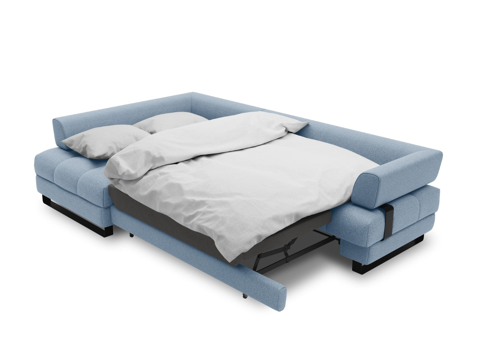 Cosmopolitan Design - Divano convertibile angolare sinistro con box "Clinton" 5 posti in tessuto strutturato blu 