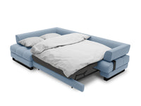 Cosmopolitan Design - Divano convertibile angolare sinistro con box "Clinton" 5 posti in tessuto strutturato blu 