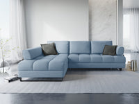 Cosmopolitan Design - Divano convertibile angolare sinistro con box "Clinton" 5 posti in tessuto strutturato blu 