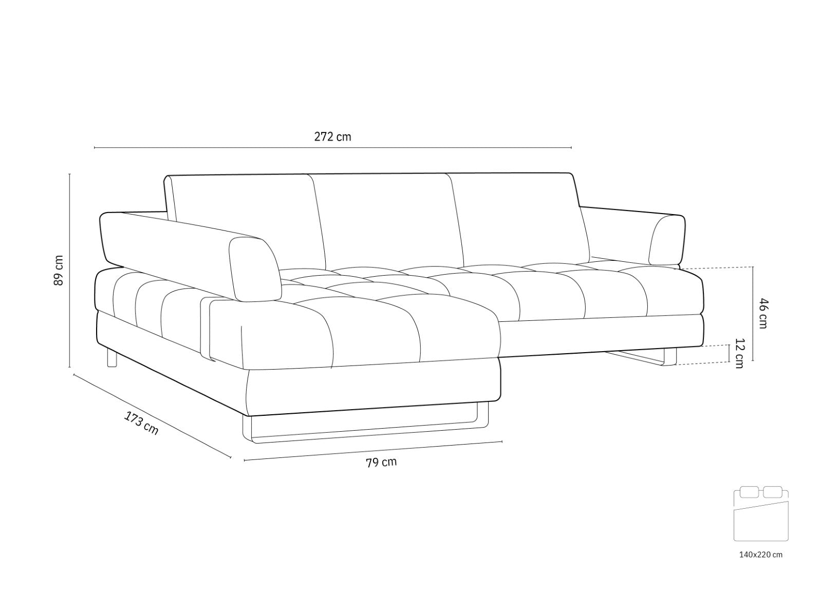 Cosmopolitan Design - Divano convertibile angolare sinistro con box "Clinton" 5 posti in tessuto strutturato blu 