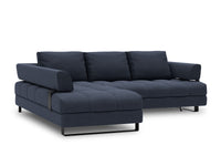 Cosmopolitan Design - Divano convertibile angolare sinistro con box "Clinton" 5 posti in tessuto strutturato blu scuro 