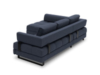 Cosmopolitan Design - Divano convertibile angolare sinistro con box "Clinton" 5 posti in tessuto strutturato blu scuro 