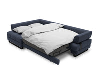 Cosmopolitan Design - Divano convertibile angolare sinistro con box "Clinton" 5 posti in tessuto strutturato blu scuro 