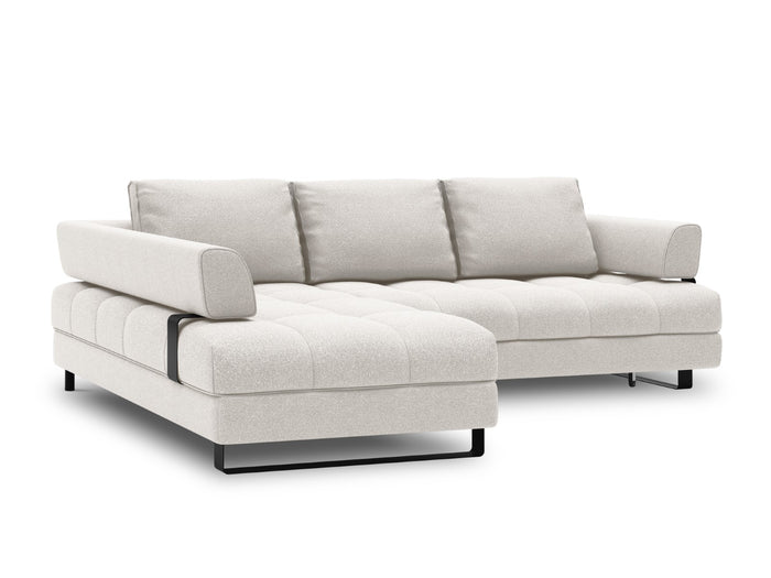 Cosmopolitan Design - Divano convertibile angolare sinistro con box "Clinton" 5 posti tessuto strutturato grigio chiaro