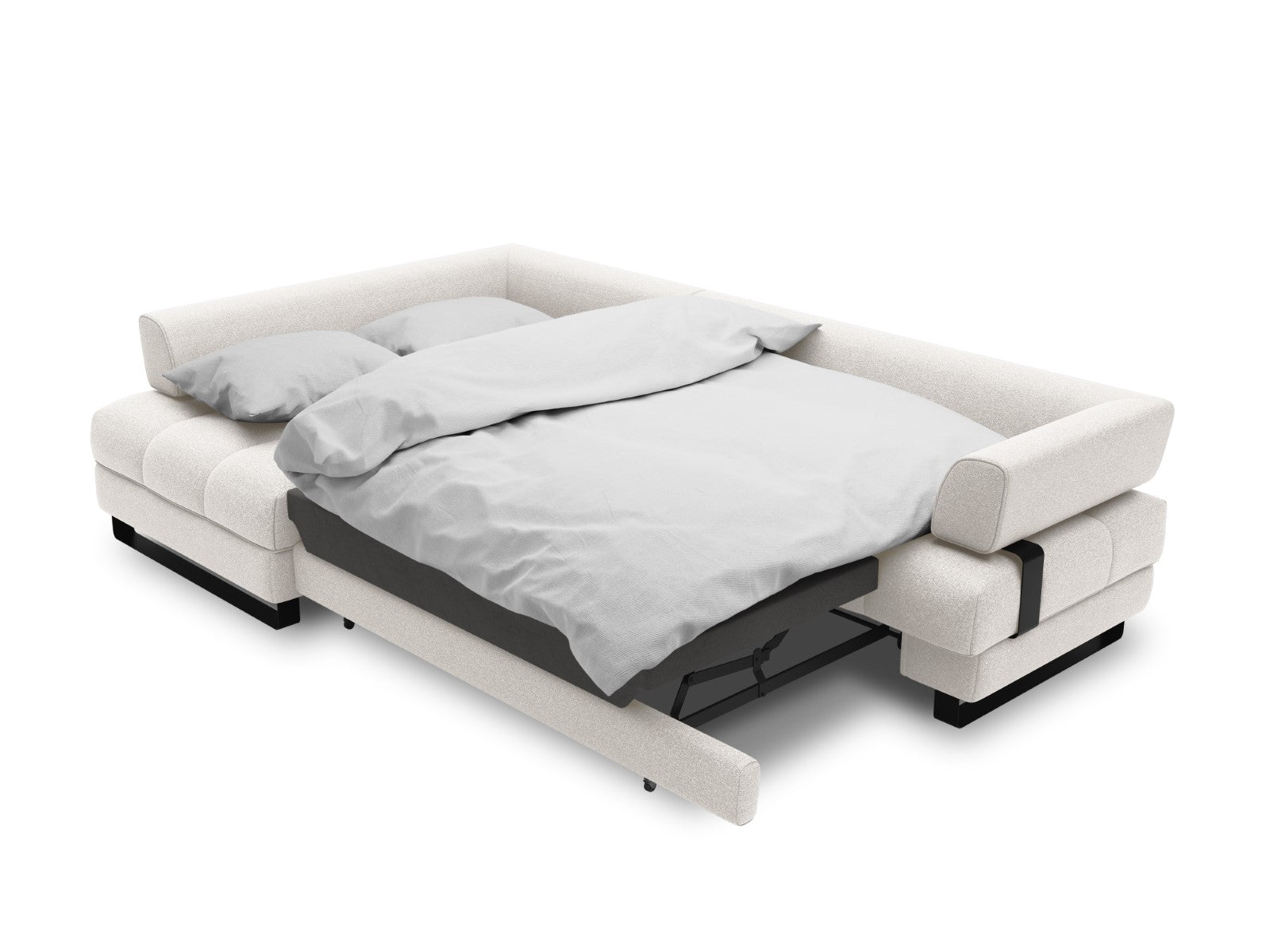 Cosmopolitan Design - Divano convertibile angolare sinistro con box "Clinton" 5 posti tessuto strutturato grigio chiaro