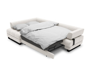 Cosmopolitan Design - Divano convertibile angolare sinistro con box "Clinton" 5 posti tessuto strutturato grigio chiaro