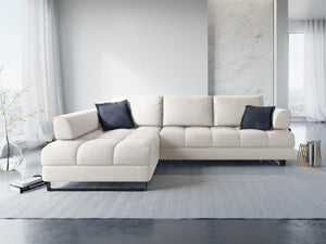 Cosmopolitan Design - Divano convertibile angolare sinistro con box "Clinton" 5 posti tessuto strutturato grigio chiaro