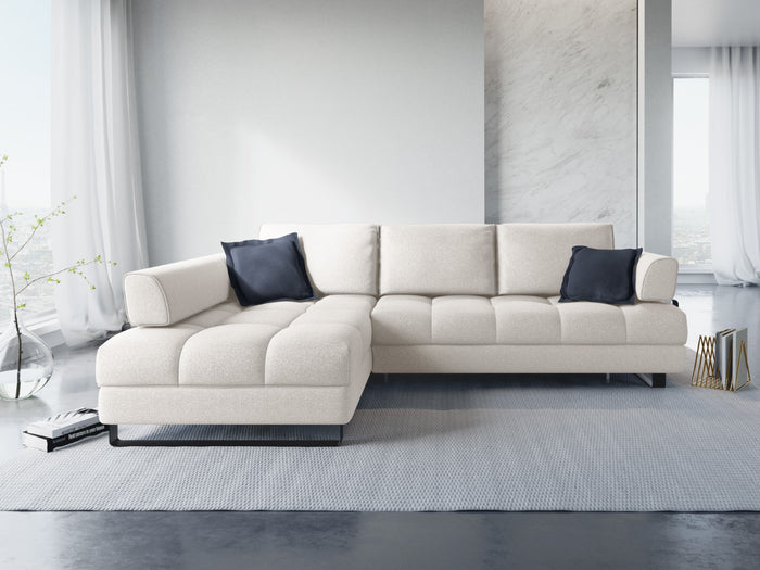 Cosmopolitan Design - Divano convertibile angolare sinistro con box "Clinton" 5 posti tessuto strutturato grigio chiaro