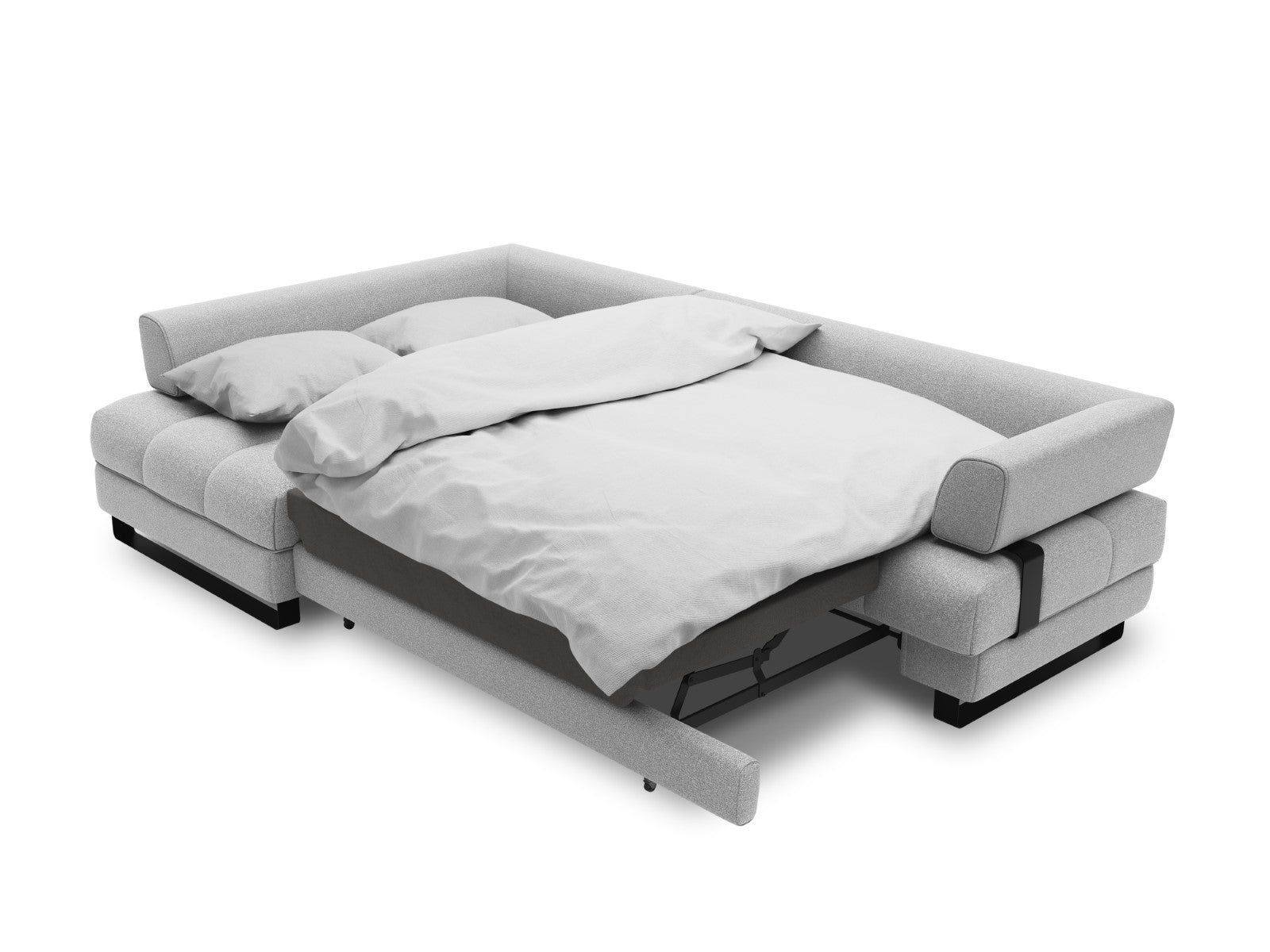 Cosmopolitan Design - Divano convertibile angolare sinistro con box "Clinton" 5 posti in tessuto strutturato grigio 