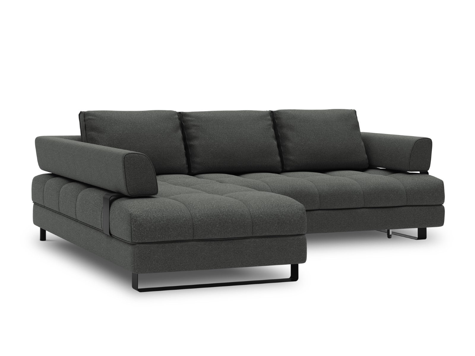 Cosmopolitan Design - Divano convertibile angolare sinistro con box "Clinton" 5 posti tessuto strutturato grigio scuro 