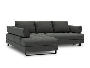 Cosmopolitan Design - Divano convertibile angolare sinistro con box "Clinton" 5 posti tessuto strutturato grigio scuro 