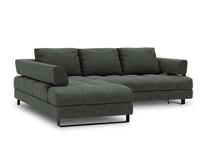 Cosmopolitan Design - Divano convertibile angolare sinistro con box "Clinton" 5 posti tessuto strutturato grigio scuro 