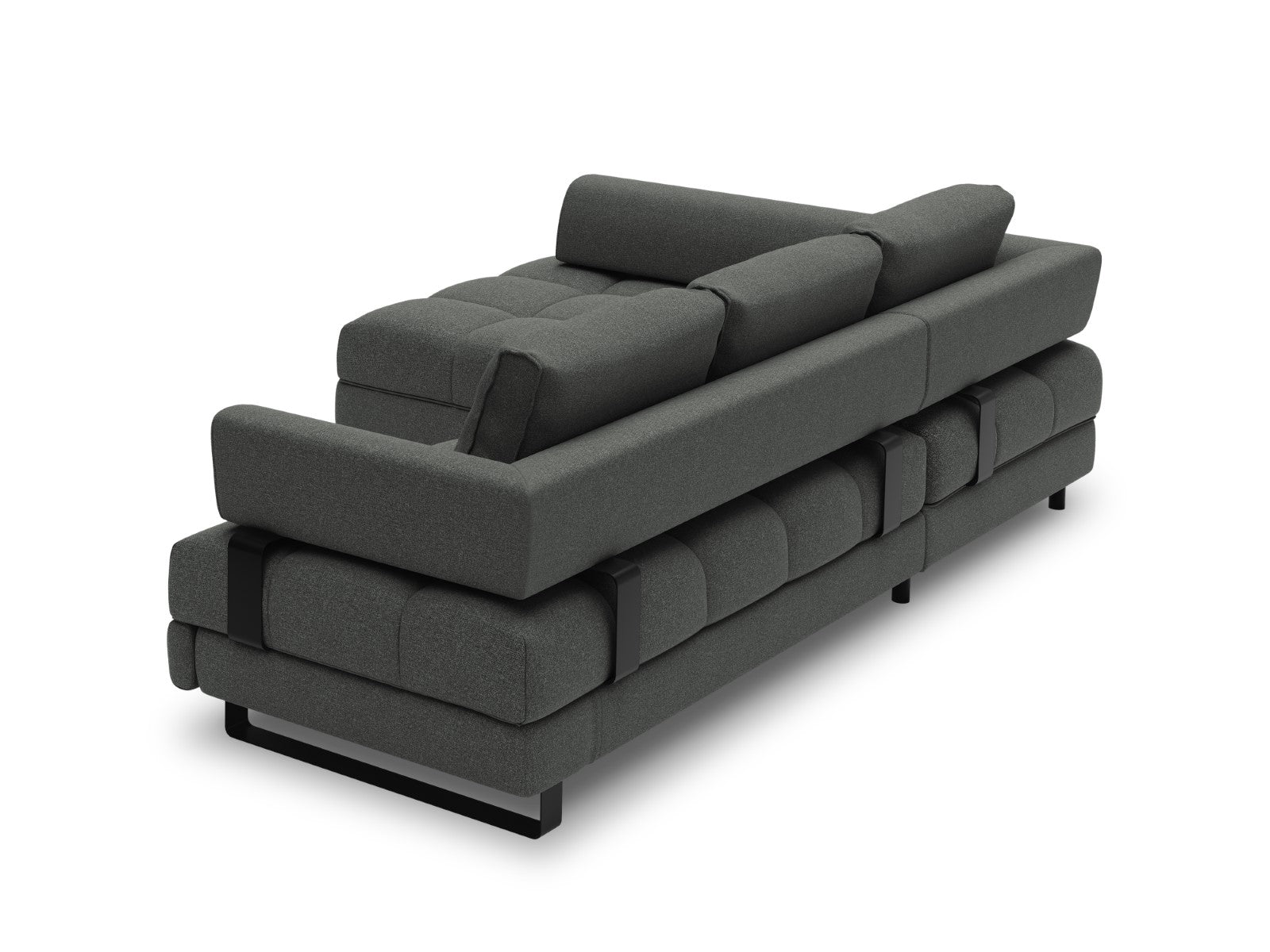 Cosmopolitan Design - Divano convertibile angolare sinistro con box "Clinton" 5 posti tessuto strutturato grigio scuro 