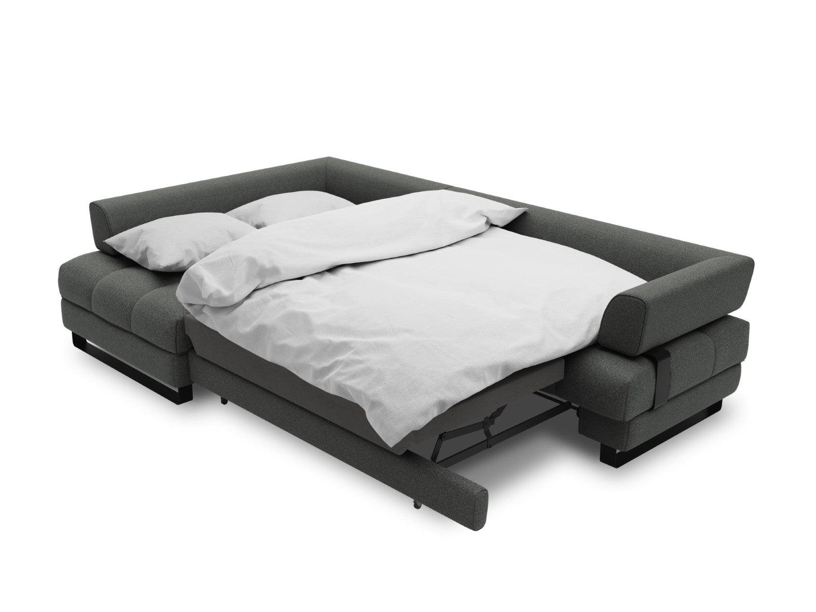 Cosmopolitan Design - Divano convertibile angolare sinistro con box "Clinton" 5 posti tessuto strutturato grigio scuro 