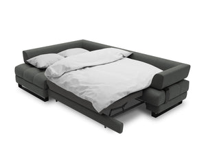 Cosmopolitan Design - Divano convertibile angolare sinistro con box "Clinton" 5 posti tessuto strutturato grigio scuro 