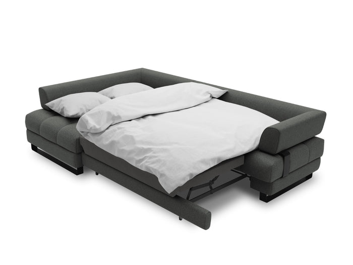 Cosmopolitan Design - Divano convertibile angolare sinistro con box "Clinton" 5 posti tessuto strutturato grigio scuro 