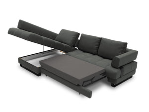 Cosmopolitan Design - Divano convertibile angolare sinistro con box "Clinton" 5 posti tessuto strutturato grigio scuro 