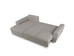 Cosmopolitan Design - Divano convertibile angolare sinistro con contenitore "Kyoto" 4 posti in bouclé grigio 