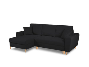 Cosmopolitan Design - Divano convertibile angolare sinistro con contenitore "Kyoto" 4 posti in bouclé nero 